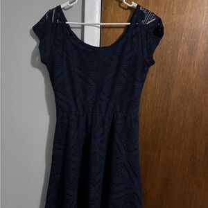 Elegant Navy Blue Lace Dress